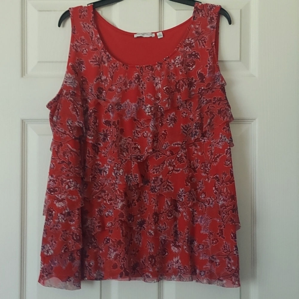 Plus size dressy floral print tank top